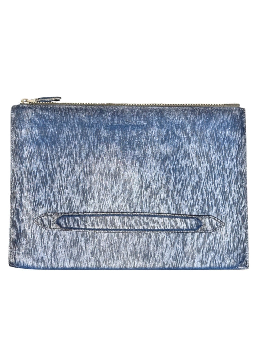 Salvatore Ferragamo Revival Blue Leather Clutch Bag